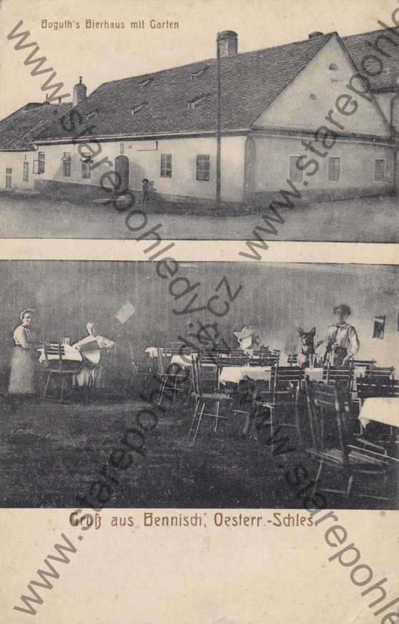  - Horní Benešov / Gruss aus Bennisch, Oesterr. - Schles. - Boguth´s Bierhaus mit Garten