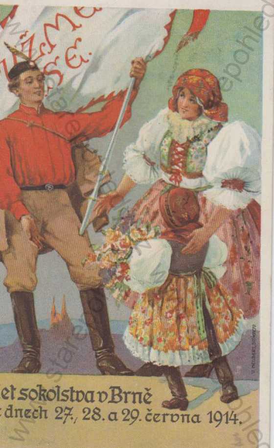  - Slet sokolstva v Brně, 1914, barevná