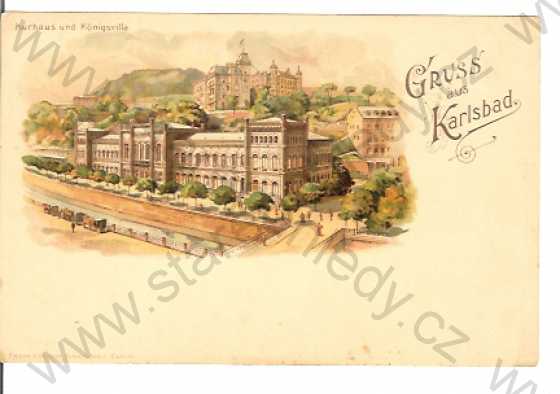  - Karlovy Vary / Gruss aus Karsbad - Kurhaus und Königsvilla,litografie,DA