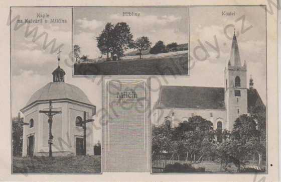  - Milčín (Miličín), kaple na Kalvárii u Milčína, hřbitov, kostel