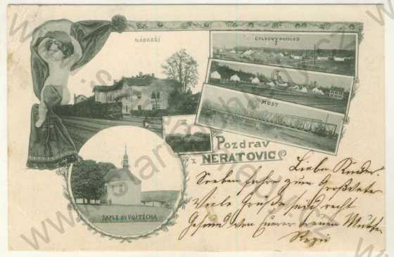 - Neratovice - nádraží, celkový pohled, most, kaple sv. Vojtěcha, DA, koláž
