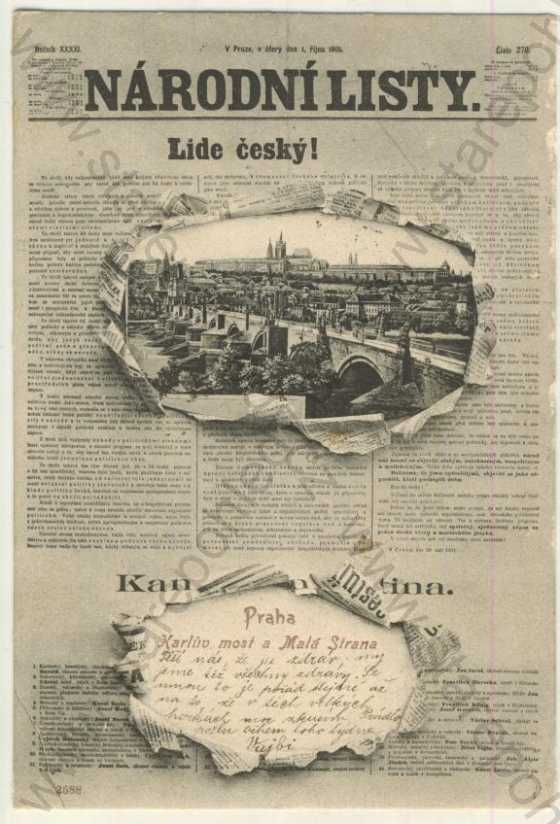  - Praha - Karlův most a Malá Strana - Národní listy - koláž, DA