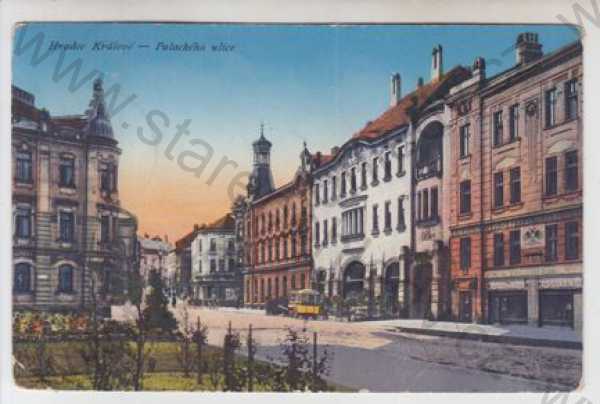  - Hradec Králové, Palackého ulice, pohled ulicí, kolorovaná
