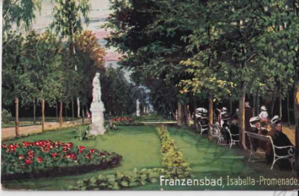  - Františkovy lázně - Franzensbad (Cheb - Eger) Isabelina promenáda, litografie, kolorovaná