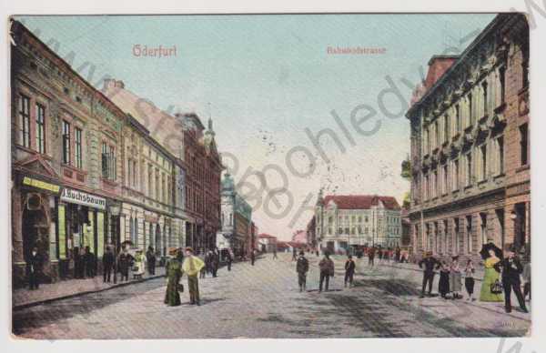  - Ostrava - Přívoz (Oderfurt) - Nádražní ulice, obchod, kolorovaná