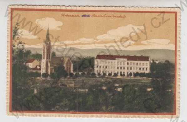  - Zábřeh (Hohenstadt) - Šumperk, kostel, škola, kolorovaná