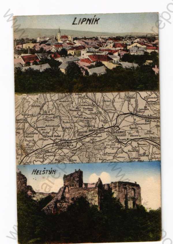  - Lipník nad Bečvou, Přerov, koláž, více záběrů, celkový pohled, mapa, Helštýn