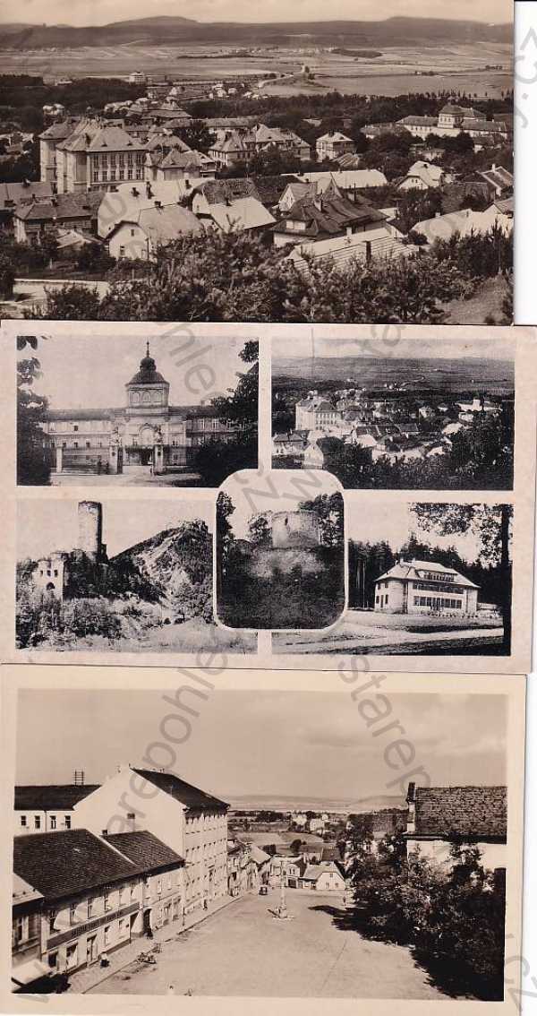  - 3x pohlednice: Hořovice (Beroun), celkový pohled, náměstí