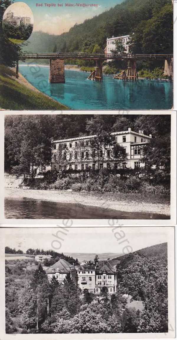  - Teplice nad Bečvou, Přerov, 3 ks, kolorovaná, sanatorium, most