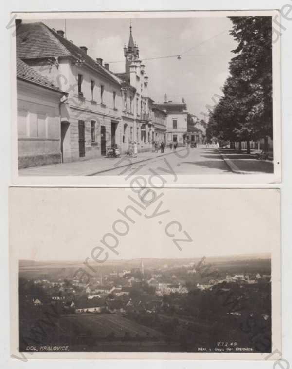  - 2x Dolní Kralovice (Benešov), pohled ulicí, automobil, celkový pohled, Grafo Čuda Holice
