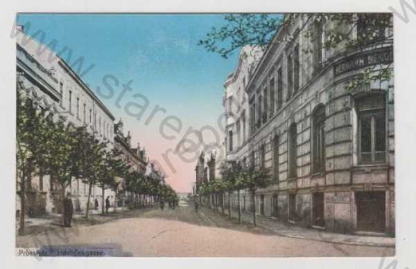  - Prostějov (Prossnitz), pohled ulicí, kolorovaná