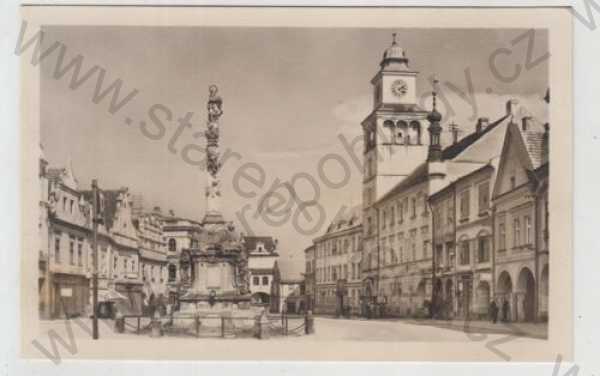  - Třeboň (Jindřichův Hradec), náměstí, socha, sloup, Fototypia-Vyškov