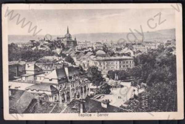  - Teplice-Šanov, pohled na město z výšky, kotel, náměstí