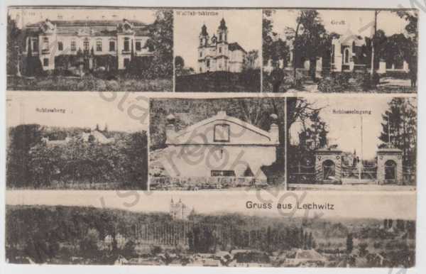  - Lechovice (Lechwitz) - Znojmo, více záběrů, kostel, Schlossberg, celkový pohled