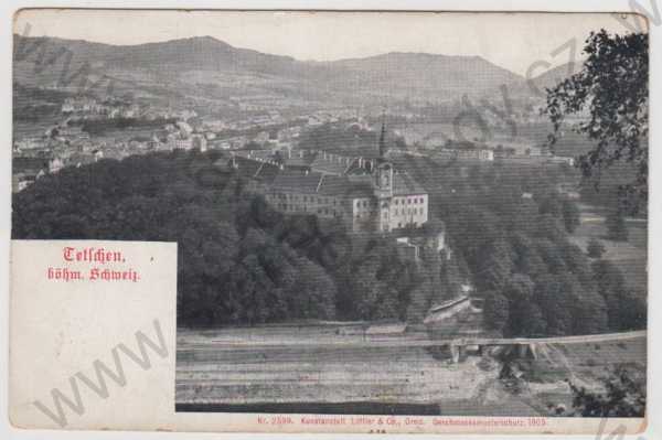  - Děčín (Tetschen), zámek, částečný záběr města, DA