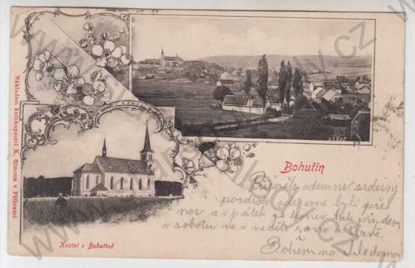  - Bohutín (Příbram), více záběrů, celkový pohled, kostel, koláž, DA