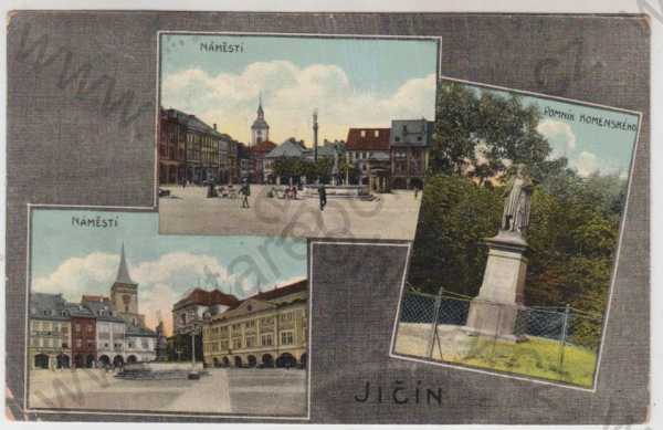  - Jičín, více záběrů, náměstí, pomník, Komenský, kolorovaná, koláž