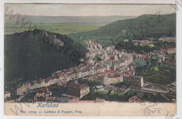  - Karlovy Vary (Karlsbad), částečný záběr města, kolorovaná, DA