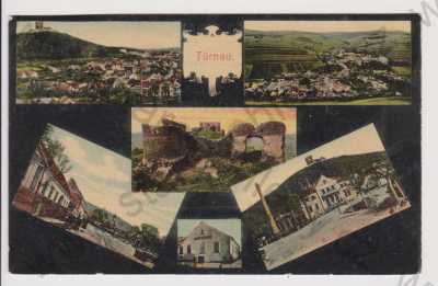  - Městečko Trnávka - celkový pohled, zřícenina, střed obce, více záběrů, koláž, kolorovaná