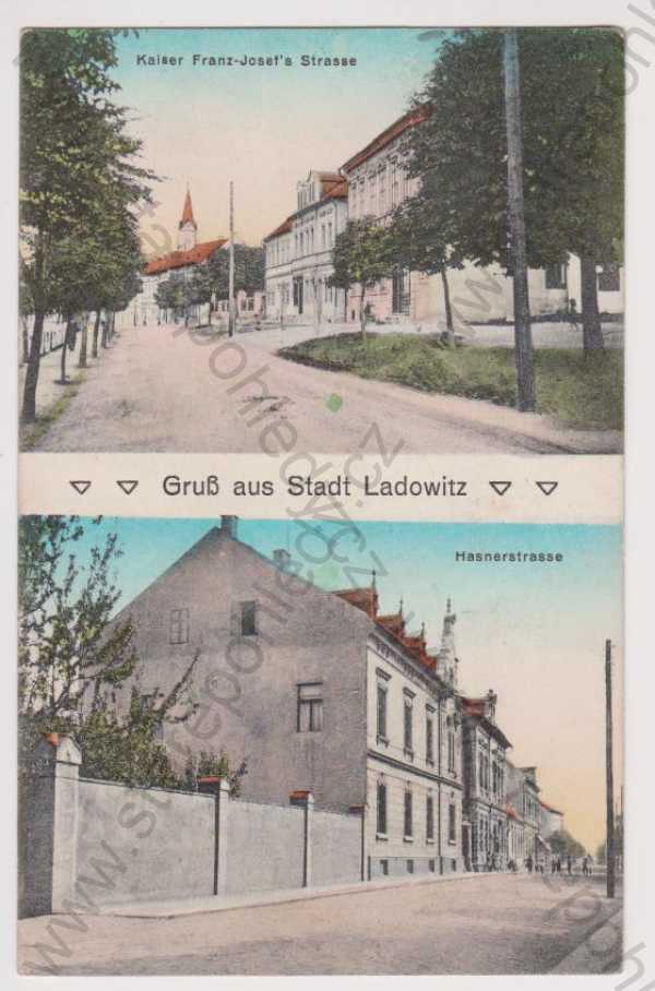  - Ledvice Teplice  - ulice císaře Františka Josefa, Hasnerstrasse, kolorovaná