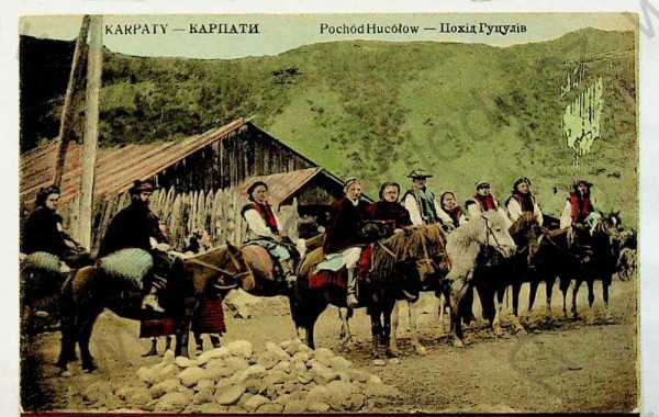  - Ukrajina, Karpaty, kůň, kolorovaná