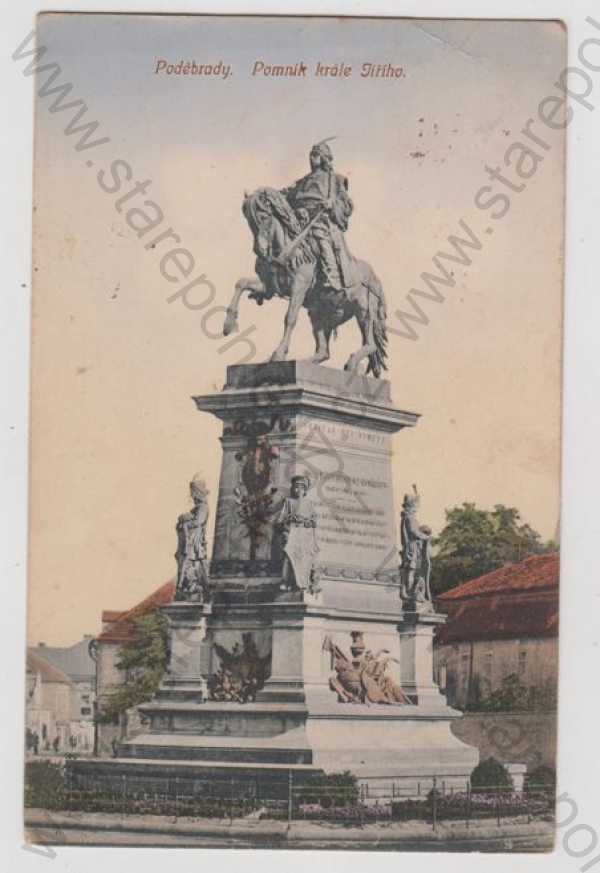 - Poděbrady (Nymburk), Pomník krále Jiřího, kolorovaná