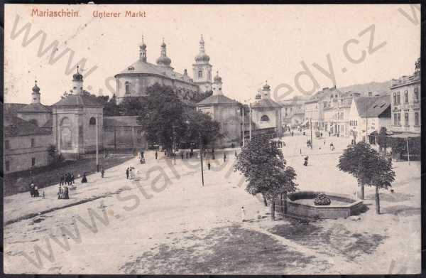  - Bohosudov (Mariaschein), Teplice, náměstí, bazilika, kašna