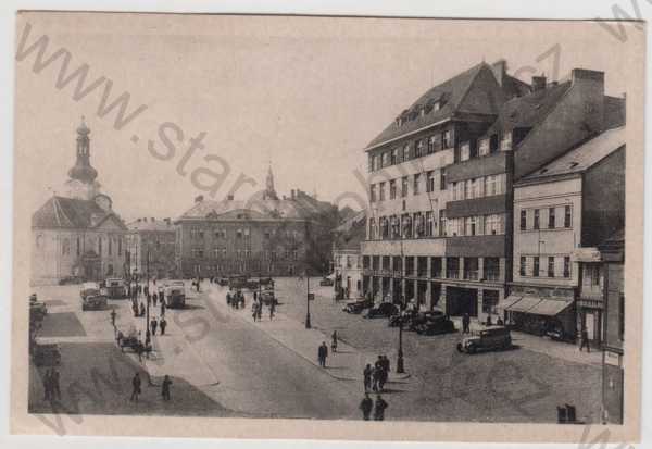  - Mladá Boleslav (Jungbunzlau), náměstí, automobil, autobus, kostel