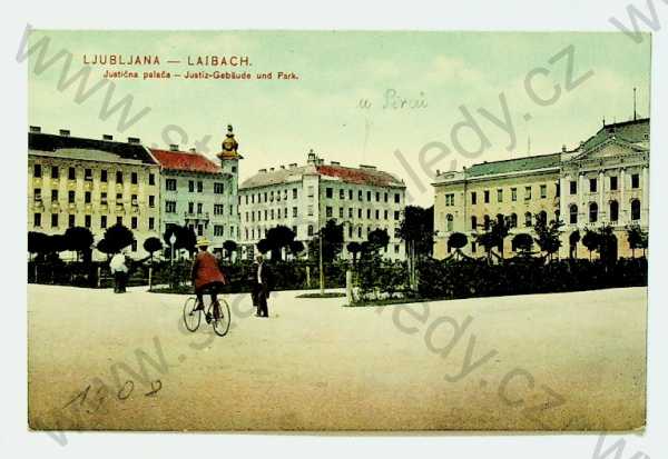  - Jugoslávie - Slovinsko - Lublaň, justiční palác, kolorovaná, kolo