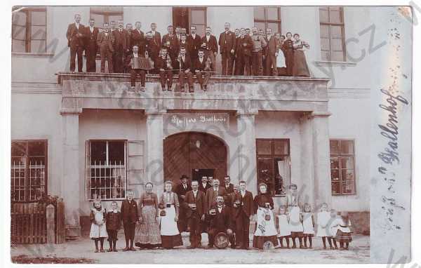  - Loket nad Ohří Sokolov  - hostinec Pfeiffer, skupinové foto, real foto cca 1905