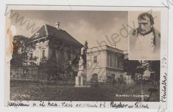  - Slavkov (Austerlitz), socha, T.G. Masaryk, Napoleon I., Foto-Fon Praha