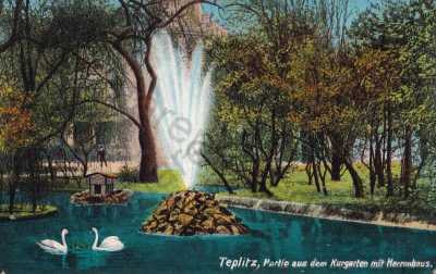  - Teplice Teplitz, park rybník labutě