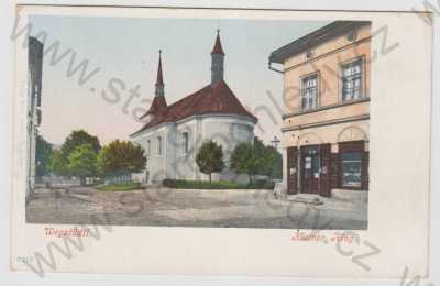  - Štětí (Wegstädtl) - Litoměřice, kostel, náměstí, kolorovaná, DA