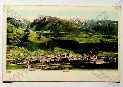  - Itálie - Brixen, celkový pohled, hory, kolorovaná