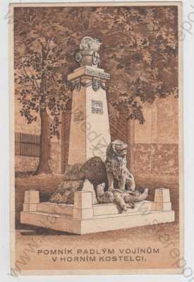  - Horní Kostelec (Náchod), pomník padlým vojínům, kolorovaná
