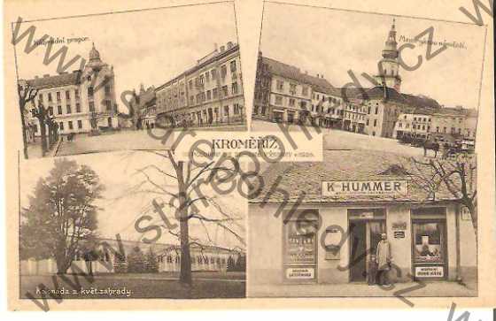  - Kroměříž, Náhradné prapor, Kolonáda z květ. zahrady, Masarykovo náměstí, pozdrav ze Zemské výstavy r. 1925, Kremsier