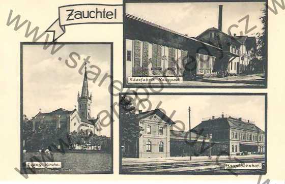  - Suchdol nad Odrou / Zauchtel, Evang. Kirche, Käsefabrik Rauppach, Hauptbahnhof