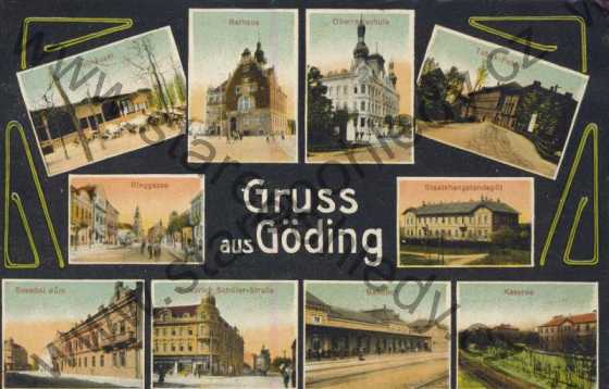  - Hodonín / Göding - Rathaus, Oberrealschule, Ringgasse, Bahnhof, Besední dům, Kaserne, Friedrich Schiller - Strasse, Tabak - Frabrik