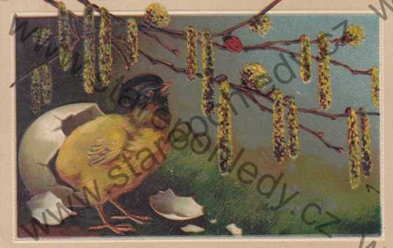  - Veselé Velikonoce, plastická karta, litografie