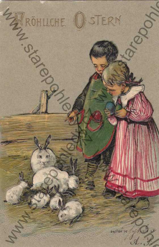  - Velikonoce, Fröhliche Ostern, DA, plastická karta