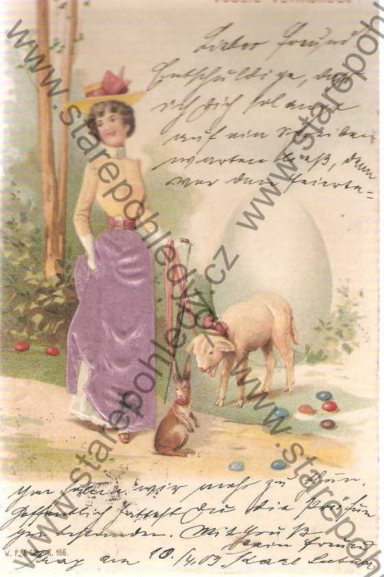  - Veselé Velikonoce!, plastická karta, DA, textil, litografie