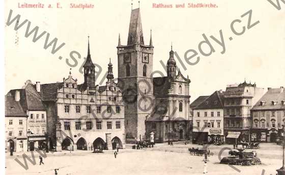  - Leitmeritz, Stadtplatz, Rathaus und Stadtkirche, Litoměřice, náměstí, radnice a kostel