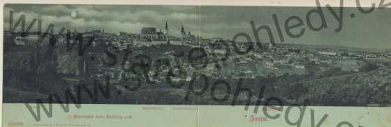  - Znojmo - Znaim, Panorama vom Kuhberg aus, Burg, Nikolaikirche, Bathhansthurm, Wolfsthurm, DA