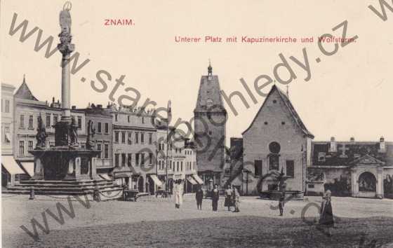  - Znojmo / Znaim - Unterer Platz mit Kapuzinerkirche und Wolfturm