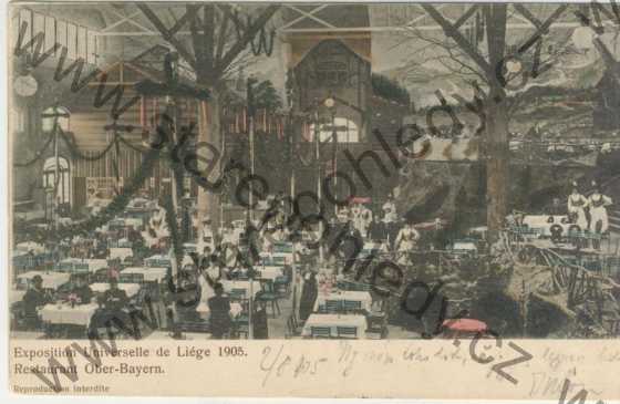  - Exposition Universelle de Liégre 1905, Restaurant Ober - Bayern, DA, barevná, koláž