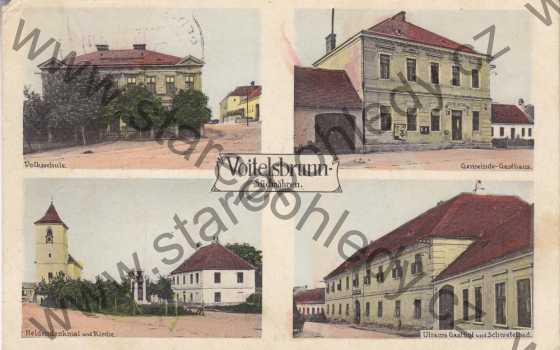  - Sedlec / Voitelsbrunn - Volksschule, Heldendenkmal und Kirche, Gemeinde - Gasthaus, Ulrams Gasthof