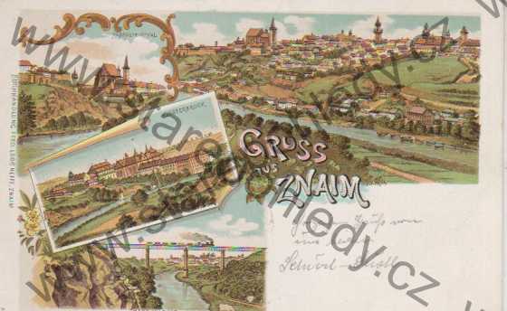  - Znojmo / Znaim - Klosterbruck, Rabensteinthal, Thaya - Viaduct, barevná, litografie, DA