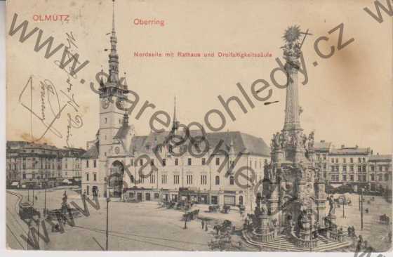  - Olomouc / Olmütz, Oberring, Nordseite mit Rathaus und Drefaltigkeitssäule