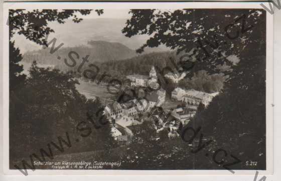  - Schatzlar am Riesengebirge (Krkonoše, Sudetengau), celkový pohled a okolní krajina