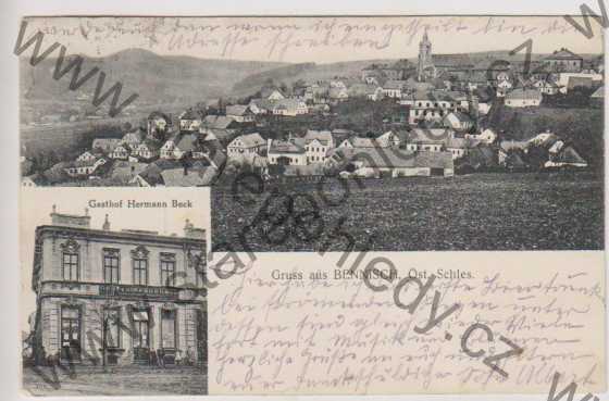  - Horní Benešov (Bennisch, Öst. Schles.), celkový pohled, hostinec Hermann Beck